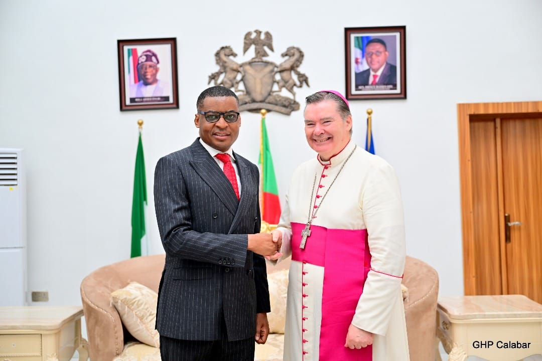 Governor Otu Receives Vatican Diplomat, the Apostolic Nuncio, calls for Prayers for Cross River