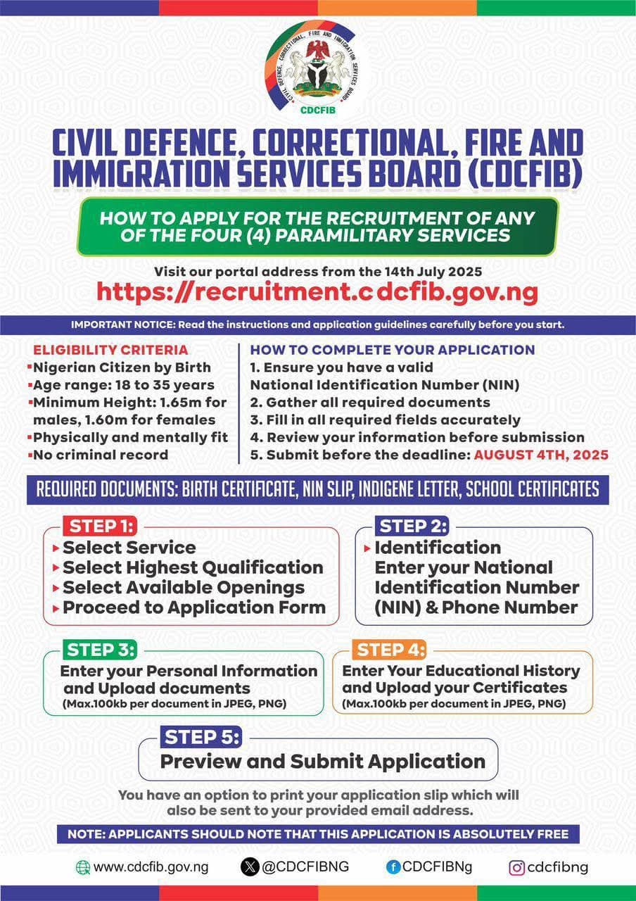 Obudu Chairman Urges Youth to Apply for Paramilitary Recruitment Before August 7 Deadline