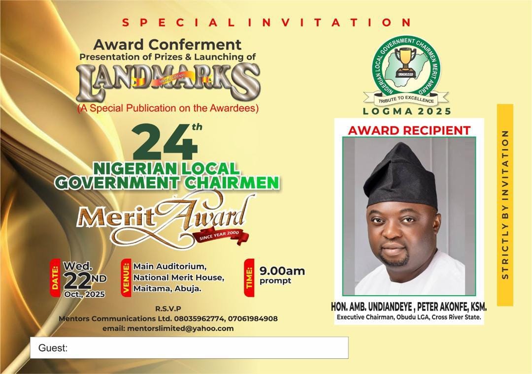 PRESS RELEASE / PUBLIC NOTICE Chairman of Obudu LGA Set to Receive Prestigious National Merit Award