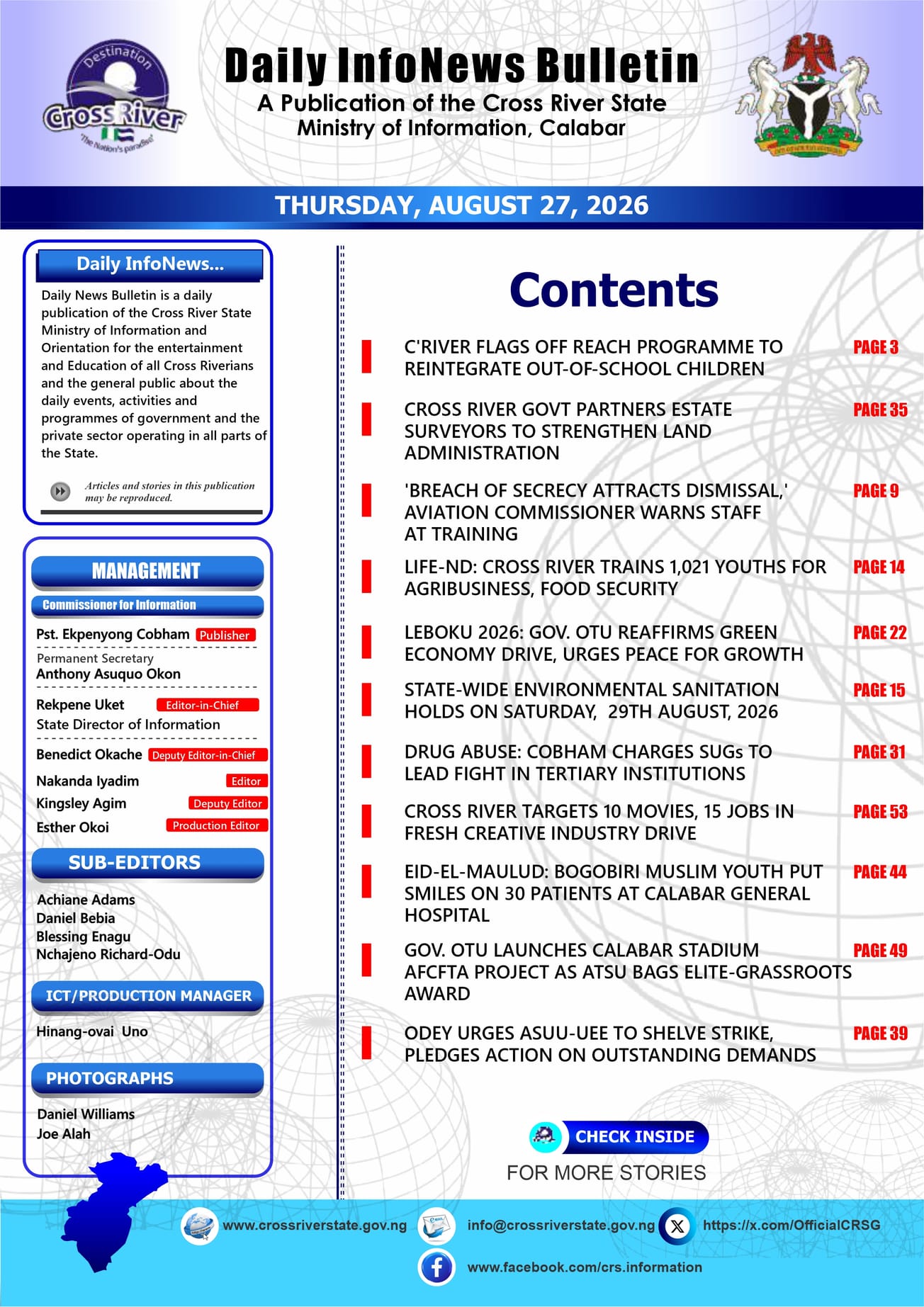 CROSS RIVER STATE DAILY NEWS CHANNEL